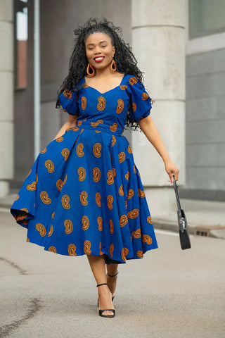 AYANDA BLUE MIDI DRESS Dresses