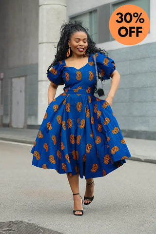 AYANDA BLUE MIDI DRESS Dresses