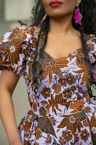 AYANDA LILAC AND BROWN MIDI DRESS Dresses