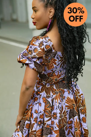 AYANDA LILAC AND BROWN MIDI DRESS Dresses