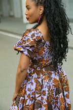 AYANDA LILAC AND BROWN MIDI DRESS Dresses