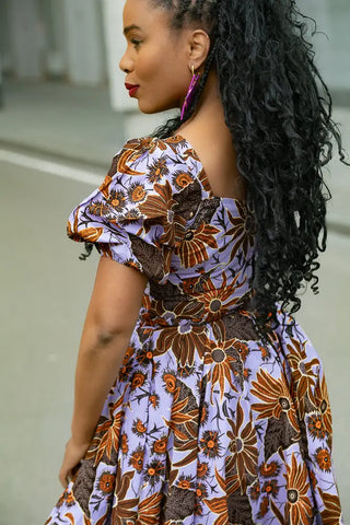 AYANDA LILAC AND BROWN MIDI DRESS Dresses