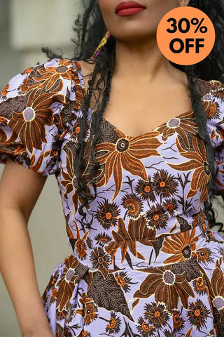 AYANDA LILAC AND BROWN MIDI DRESS Dresses