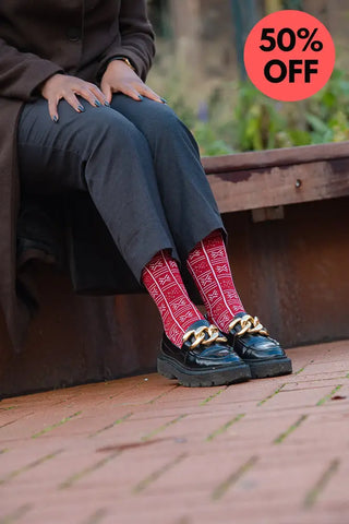 BENIN RED AND WHITE SOCKS UK 4-8/EU 36-41