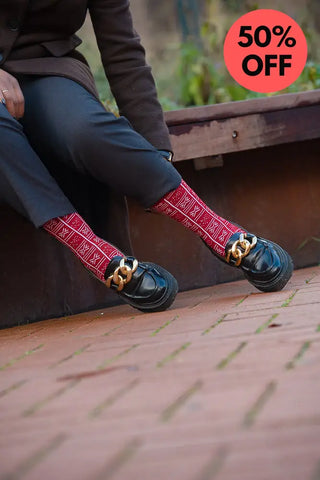 BENIN RED AND WHITE SOCKS UK 4-8/EU 36-41