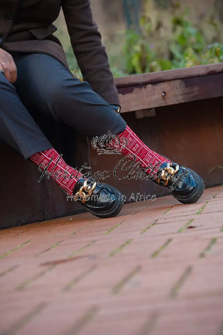 BENIN RED AND WHITE SOCKS UK 4-8/EU 36-41