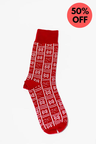 BENIN RED AND WHITE SOCKS UK 4-8/EU 36-41