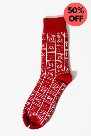 BENIN RED AND WHITE SOCKS UK 4-8/EU 36-41
