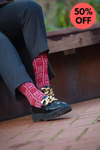 BENIN RED AND WHITE SOCKS UK 4-8/EU 36-41