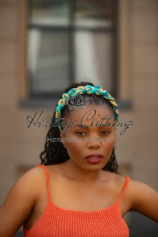 BLUE AND YELLOW BRAIDED HEADBAND HEADBANDS