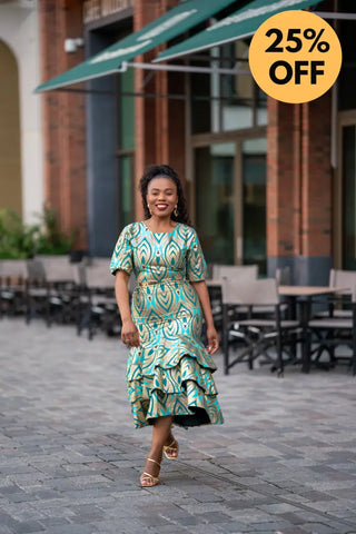 CAMILLE BLUE AND GOLD DRESS Women’s Dress