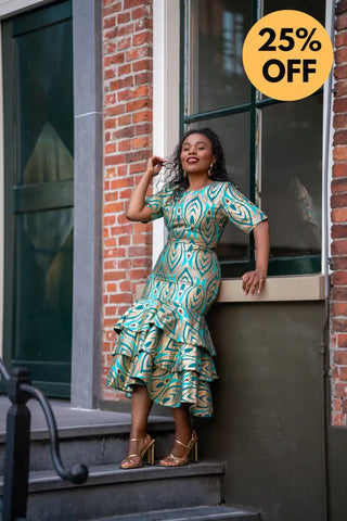 CAMILLE BLUE AND GOLD DRESS Women’s Dress