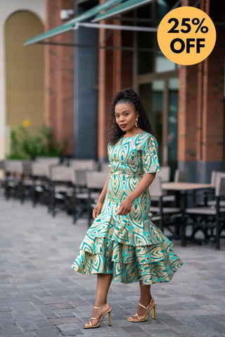 CAMILLE BLUE AND GOLD DRESS Women’s Dress