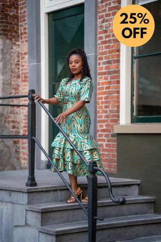 CAMILLE BLUE AND GOLD DRESS Women’s Dress