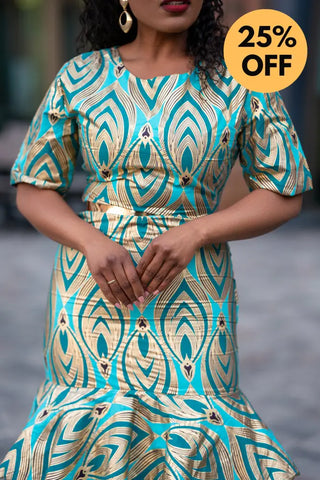 CAMILLE BLUE AND GOLD DRESS Women’s Dress