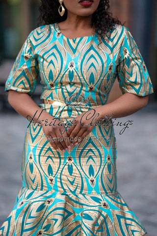 CAMILLE BLUE AND GOLD DRESS Women’s Dress