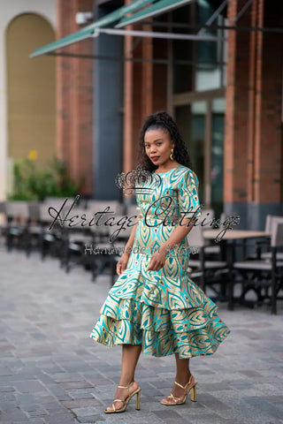 CAMILLE BLUE AND GOLD DRESS Women’s Dress