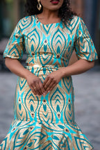 CAMILLE BLUE AND GOLD DRESS Women’s Dress