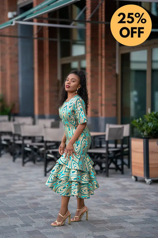 CAMILLE BLUE AND GOLD DRESS Women’s Dress