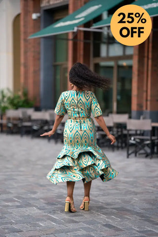 CAMILLE BLUE AND GOLD DRESS Women’s Dress