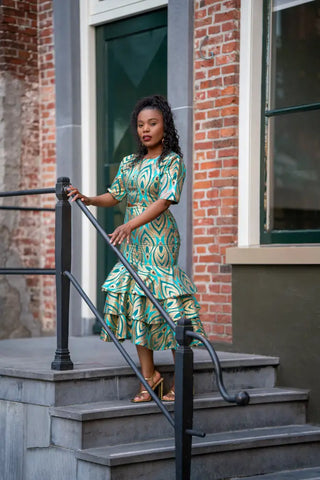 CAMILLE BLUE AND GOLD DRESS Women’s Dress