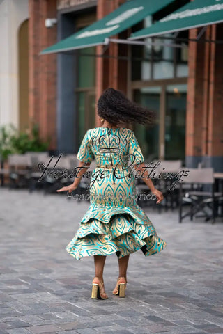 CAMILLE BLUE AND GOLD DRESS Women’s Dress