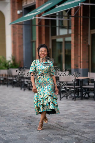 CAMILLE BLUE AND GOLD DRESS Women’s Dress
