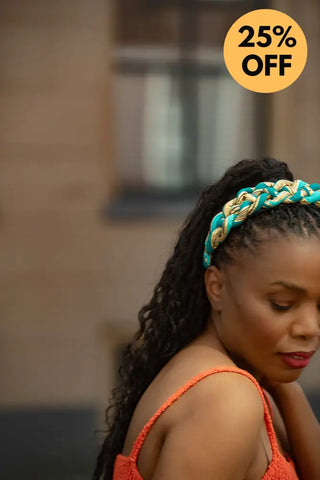 BLUE AND YELLOW BRAIDED HEADBAND HEADBANDS