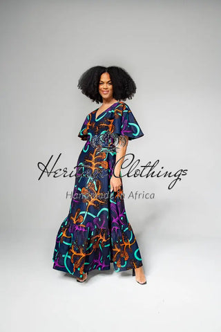 CHIMAMANDA MULTICOLOURED V- BACK MAXI DRESS Dresses