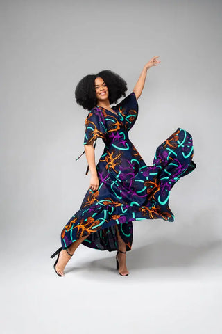 CHIMAMANDA MULTICOLOURED V- BACK MAXI DRESS Dresses