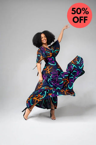 CHIMAMANDA MULTICOLOURED V- BACK MAXI DRESS Dresses