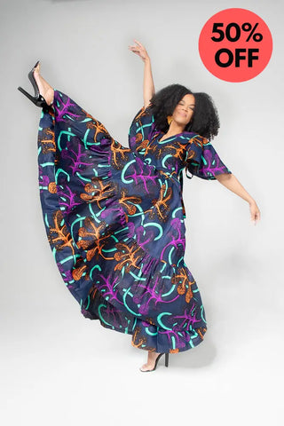CHIMAMANDA MULTICOLOURED V- BACK MAXI DRESS Dresses