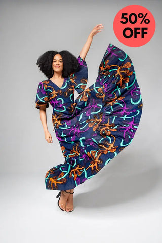 CHIMAMANDA MULTICOLOURED V- BACK MAXI DRESS Dresses