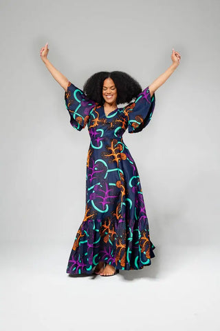 CHIMAMANDA MULTICOLOURED V- BACK MAXI DRESS Dresses