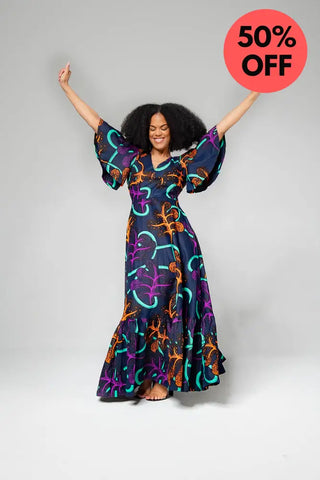 CHIMAMANDA MULTICOLOURED V- BACK MAXI DRESS Dresses