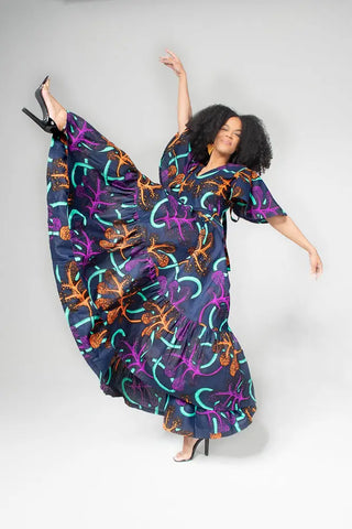 CHIMAMANDA MULTICOLOURED V- BACK MAXI DRESS Dresses