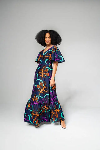CHIMAMANDA MULTICOLOURED V- BACK MAXI DRESS Dresses