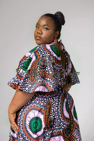 CHIMAMANDA PURPLE AND BROWN V-BACK MAXI DRESS Dresses
