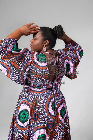 CHIMAMANDA PURPLE AND BROWN V-BACK MAXI DRESS Dresses