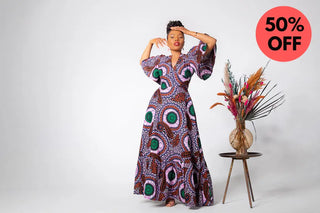 CHIMAMANDA PURPLE AND BROWN V-BACK MAXI DRESS Dresses