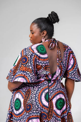 CHIMAMANDA PURPLE AND BROWN V-BACK MAXI DRESS Dresses