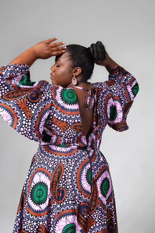 CHIMAMANDA PURPLE AND BROWN V-BACK MAXI DRESS Dresses