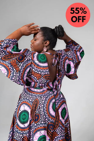 CHIMAMANDA PURPLE AND BROWN V-BACK MAXI DRESS Dresses