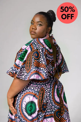 CHIMAMANDA PURPLE AND BROWN V-BACK MAXI DRESS Dresses