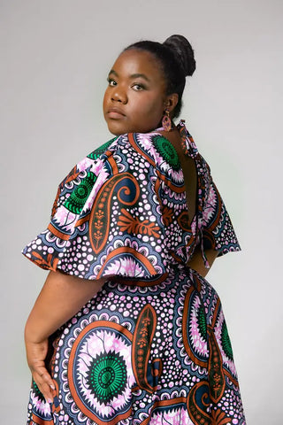 CHIMAMANDA PURPLE AND BROWN V-BACK MAXI DRESS Dresses