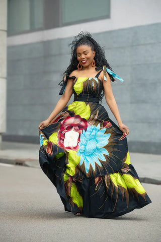 CLAIRE FLORAL GOLD MAXI DRESS Dresses