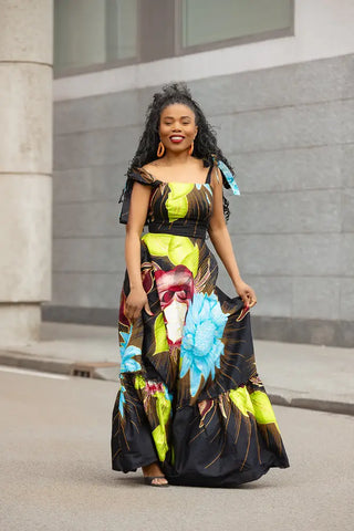 CLAIRE FLORAL GOLD MAXI DRESS Dresses