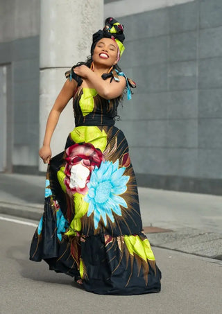 CLAIRE FLORAL GOLD MAXI DRESS Dresses