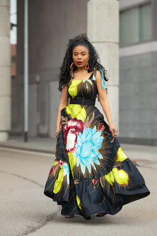 CLAIRE FLORAL GOLD MAXI DRESS Dresses