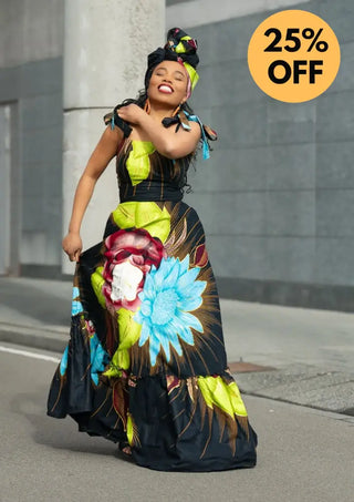 CLAIRE FLORAL GOLD MAXI DRESS Dresses